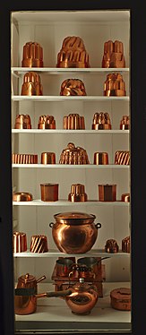 Shelf of copper moulds in Inveraray Castle, Scotland