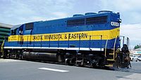 A Dakota, Minnesota & Eastern EMD GP40 running long hood forward. DME loco.jpg