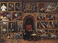 Archduke Leopold Wilhelm of Austria in his Gallery, 1651, oil on canvas medium QS:P186,Q296955;P186,Q12321255,P518,Q861259 Royal Museums of Fine Arts of Belgium