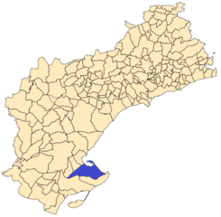 Situación de Deltebre en la provincia de Tarragona.