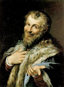 A Renaissance imagined representation of Democritus, the laughing philosopher, by Agostino Carracci Democritus by Agostino Carracci.jpg