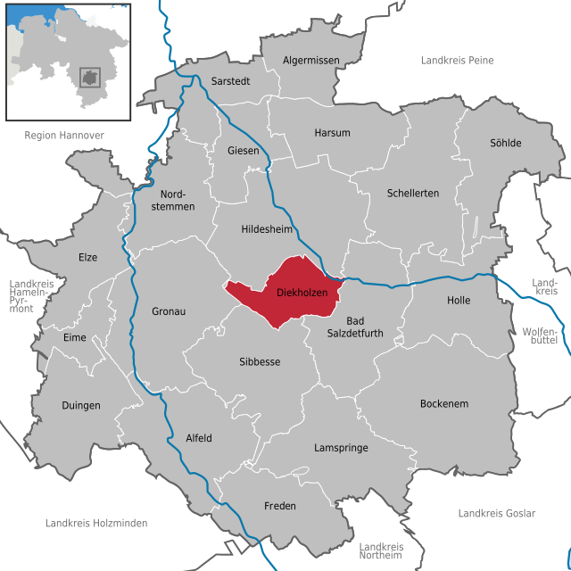 Läget för kommunen Diekholzen i Landkreis Hildesheim