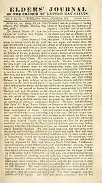 First issue of the Elders' Journal. Kirtland, Ohio, October, 1837. Eldersjournalpage1.jpg