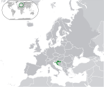 Map showing Croatia in Europe