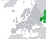 Kaart met Kazachstan in Europa