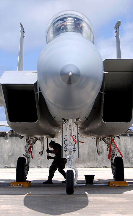 Fail:F-15E_Strike_Eagle_is_parked_by_a_crew_chief_from_Elmendorf_Air_Force_Base.jpg