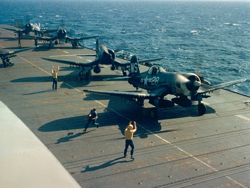 File:F4U-4s of VMF-323 on USS Sicily (CVE-118) 1951.jpg