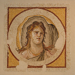 Roman mosaic depicting a feminine personification, from the Boathouse of Psyche in Daphne (suburb of Antioch), beginning of 3rd century AD, Louvre Museum