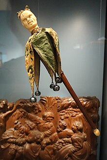 Fool's scepter, Germany or France, 1565-1600, ivory, boxwood, silver, velvet, damask, silk - Germanisches Nationalmuseum - Nuremberg, Germany - DSC03788.jpg