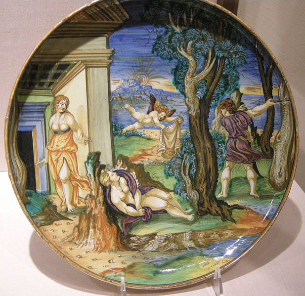 File:Francesco xanto avelli, piatto con cefalo che uccide procis, urbino, 1533.JPG