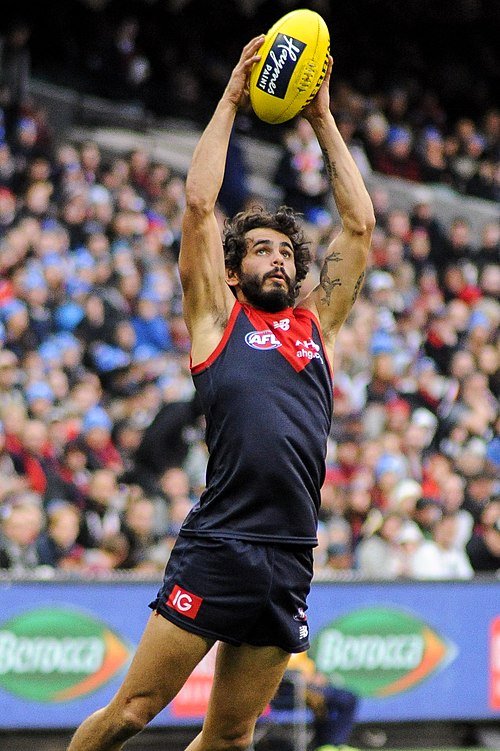 Jeff Garlett of the Melbourne FC marking the ball