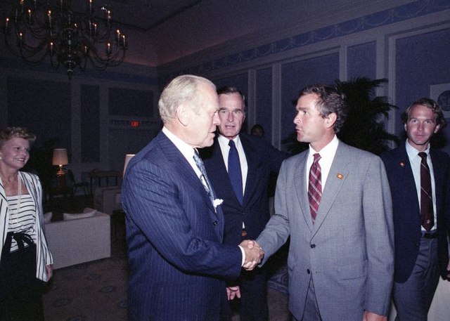 Bush and former President Gerald Ford in August 1984