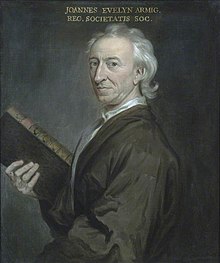 G. Kneller.  Portret van John Evelyn.  1687 Royal Society, Londen