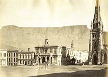 The square in 1876.  The pump can be seen in the foreground with the Old Town House in the background and the Central Methodist Church on the right.