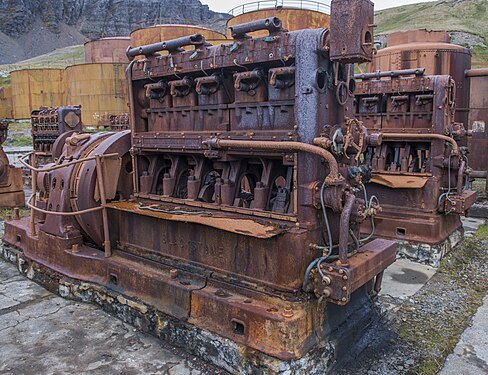 Power generators from the 1950th on former whaling station Grytviken, South Georgia