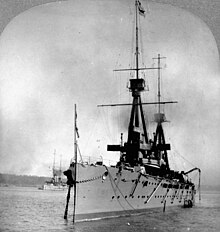 Indomitable during the celebrations of the tercentenary of Quebec City in 1908 HMS Indomitable Quebec Tercentenary 1908 LAC 3394052.jpg