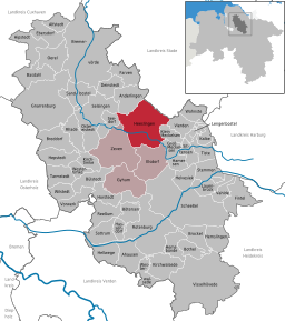 Läget för kommunen Heeslingen i Landkreis Rotenburg