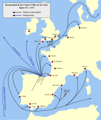 Brotherhood of the Four Cities, antecedent to the Cantabrian region and the main Castilian port at the time.