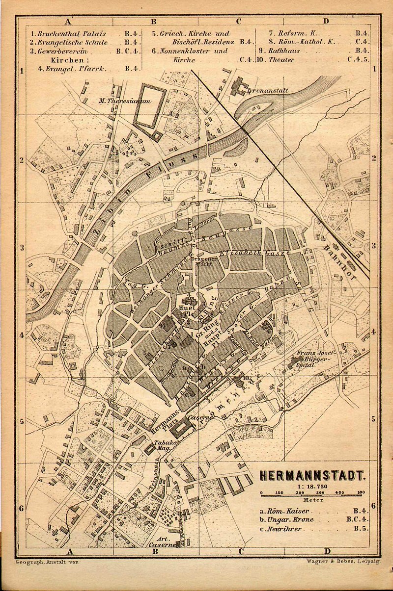 Hermannstadt (Sibiu), city map. Environs of Hermannstadt map, 1911