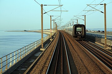 IC3 on the Great Belt connection's low bridge.