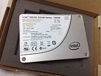 Intel DC S3700 SSD series, top side of a 100 GB SATA 3.0 model.jpg