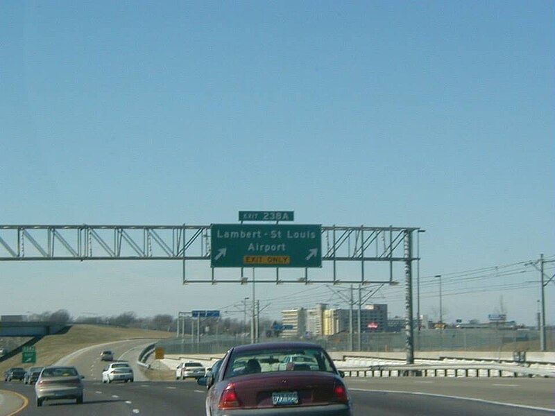 File:Interstate 70 at Lambert St. Louis Airport exit - St. Ann, Missouri, 1999.jpg