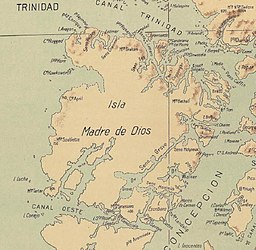 Isla Madre de Dios i Atlas Centenario (1910).