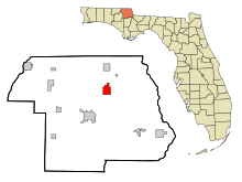 Jackson County Florida Zonele încorporate și necorporate Greenwood Highlighted.svg