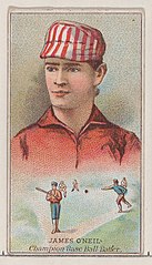 James O'Neil, Champion Baseball Batter, from the Champions of Games and Sports series (N184, Type 2) issued by W.S. Kimball & Co.