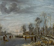 スケーターのいる冬の景色(1653)