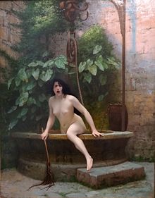 "La nuda verità esce dal pozzo" dipinto di chiara matrice simbolista di Jean Léon Gerome del 1896.