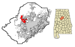 Jefferson County Alabama Incorporated and Unincorporated areas Adamsville Highlighted.svg