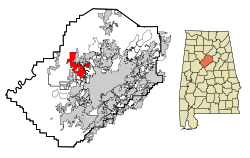 Location of Adamsville in Alabama