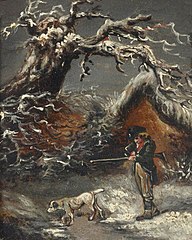 A Winter Scene with a Sportsman and a Dog