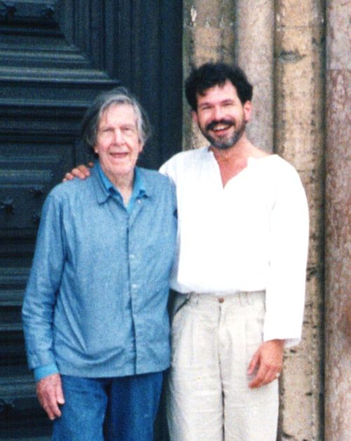 John Cage (left) and Michael Bach in Assisi, Italy, 1992