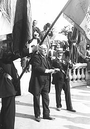 Joseph Sansbœuf giving a speech at a federal holiday