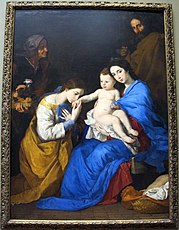 Jusepe de ribera, sacra famiglia con le sante anna e caterina d'alessandria, 1648.JPG