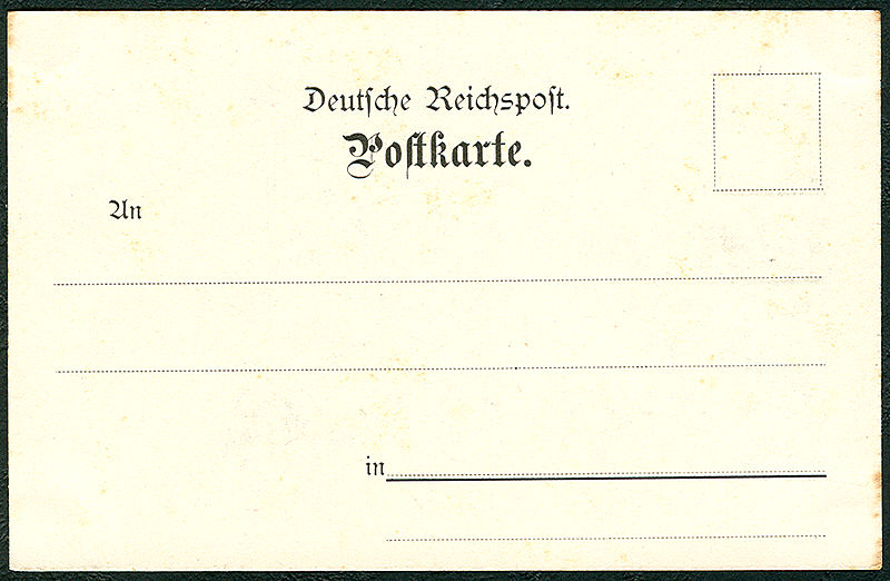 File:Karl F. Wunder PC Gruss aus Hannover. Schloßplatz mit Wache. Adressseite (ohne fortlaufende Nummerierung, ca. 1898) Deutsche Reichspost Postkarte sogenannte ungeteilte Rückseite.jpg