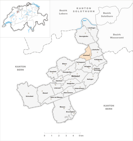 Karte Gemeinde Ichertswil 1960