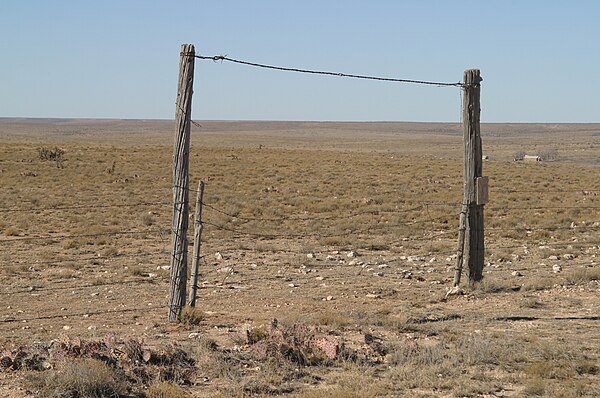 Gate leading to fenced pastureland in the wide open spaces south of Kenna, Roosevelt County, New Mexico.