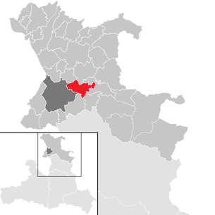 Lage der Gemeinde Koppl im Bezirk Salzburg-Umgebung (anklickbare Karte)