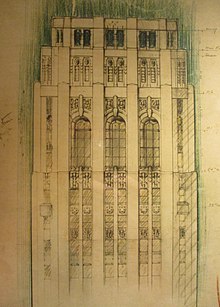 Approved architectural drawing of 20 Exchange Place by Lev Vladimir Goriansky, circa 1929