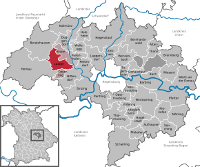 Poziția Laaber pe harta districtului Regensburg