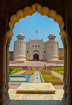 The Alamgiri Gate is the main entrance to the Lahore Fort built during the reign of Aurangzeb. Lahore Fort.jpg