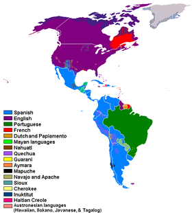 Languages spoken in the Americas Languages of the American Continent.png