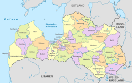 Municipios de Letonia desde o 1 de xullo de 2021.