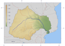 Limpopojoen valuma-alue ja reitti.