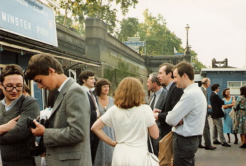 Members gather for the club's 20th anniversary riverboat party organised by the Young Members' Group, 15 July 1981.