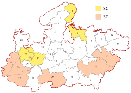 Constituencies of Madhya Pradesh Madhya Pradesh Wahlkreise Lok Sabha.svg