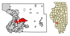 Madison County Illinois Incorporated and Unincorporated areas Edwardsville Highlighted.svg